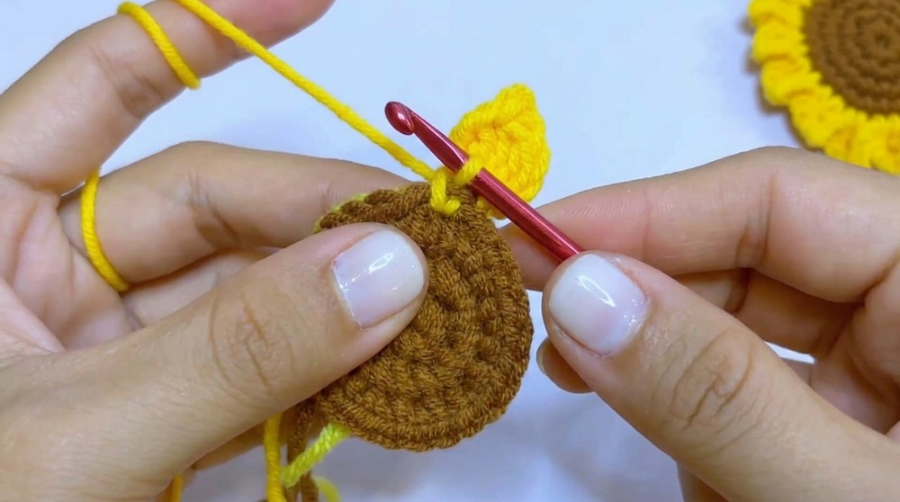 Crochet Sunflower Bag Charm