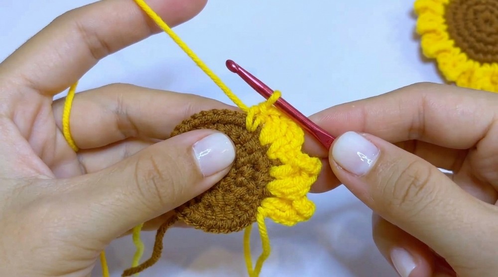 Crochet Sunflower Bag Charm
