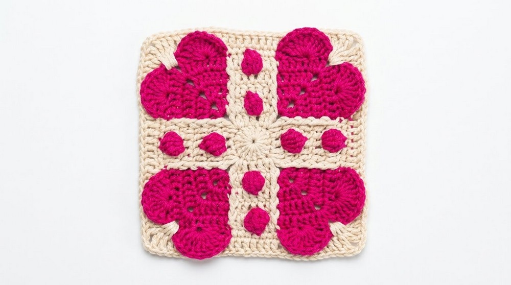 Crochet Heart Granny Square Pattern
