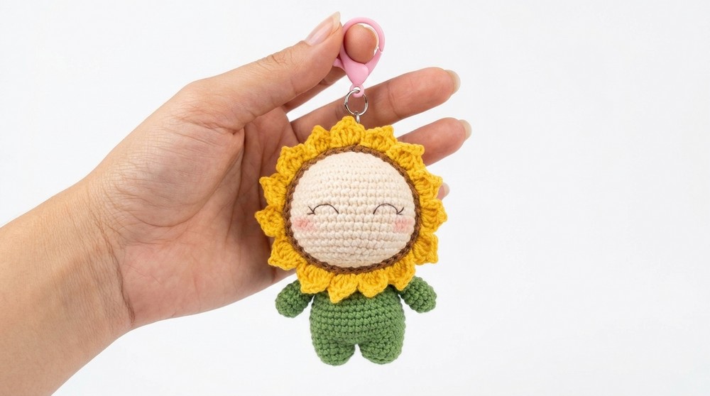 Crochet Baby Sunflower Keychain Pattern