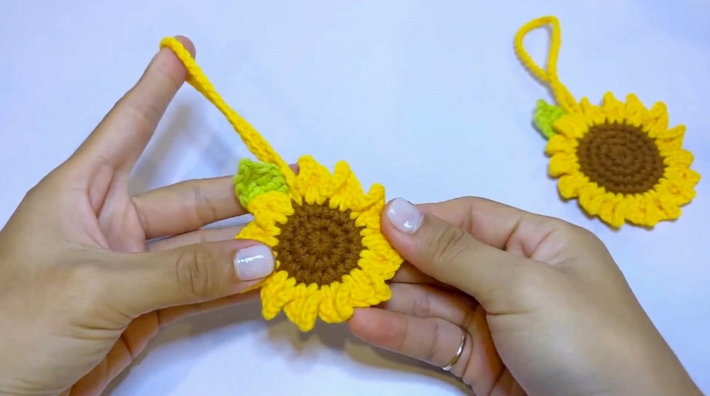Crochet Sunflower Bag Charm