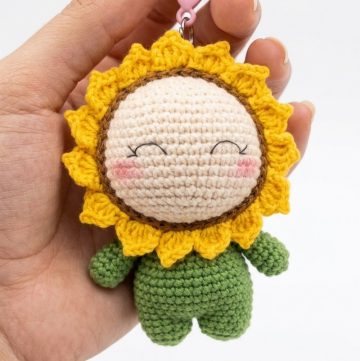 Crochet Baby Sunflower Keychain Pattern